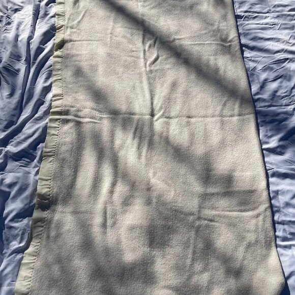 Faribo Acrylic Cotton Blend Waffle Weave Blanket Off White Silky Edge Twin Vtg - Picture 1 of 5